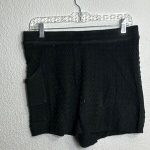 Heyson Black Pull On Waffle Knit Womens Hugh Waist Shorts Size Large NWT
